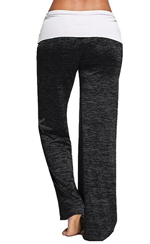 SZ60026-4 Women Foldover Heather Wide Leg Pants Loose Yoga Legging
